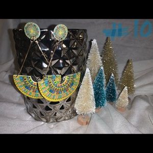 Laser cut wood earrings painted with fun design